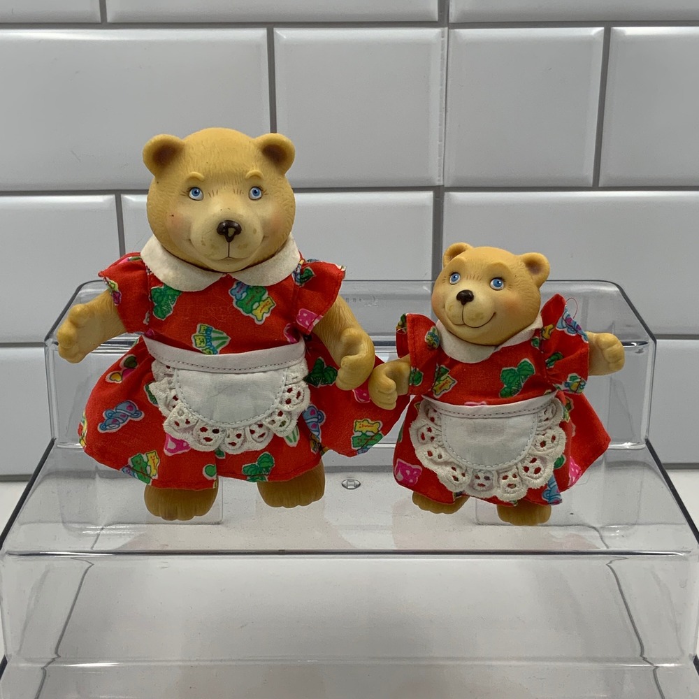 Vintage Playmates Toys Teddy Bear Mother Daughter Vinyl Figures 4.5in